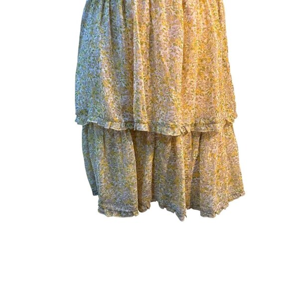 ASTR The Label Yellow Floral Tiered Mini Dress  Medium  Sweetheart Neckline NWT - Picture 3 of 10